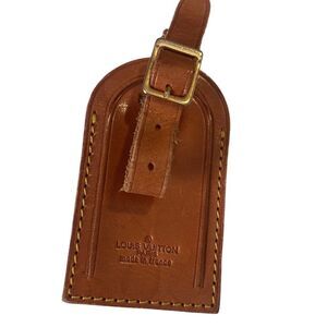 Louis Vuitton Brown Leather and Gold Hardware Luggage Tag Authentic
